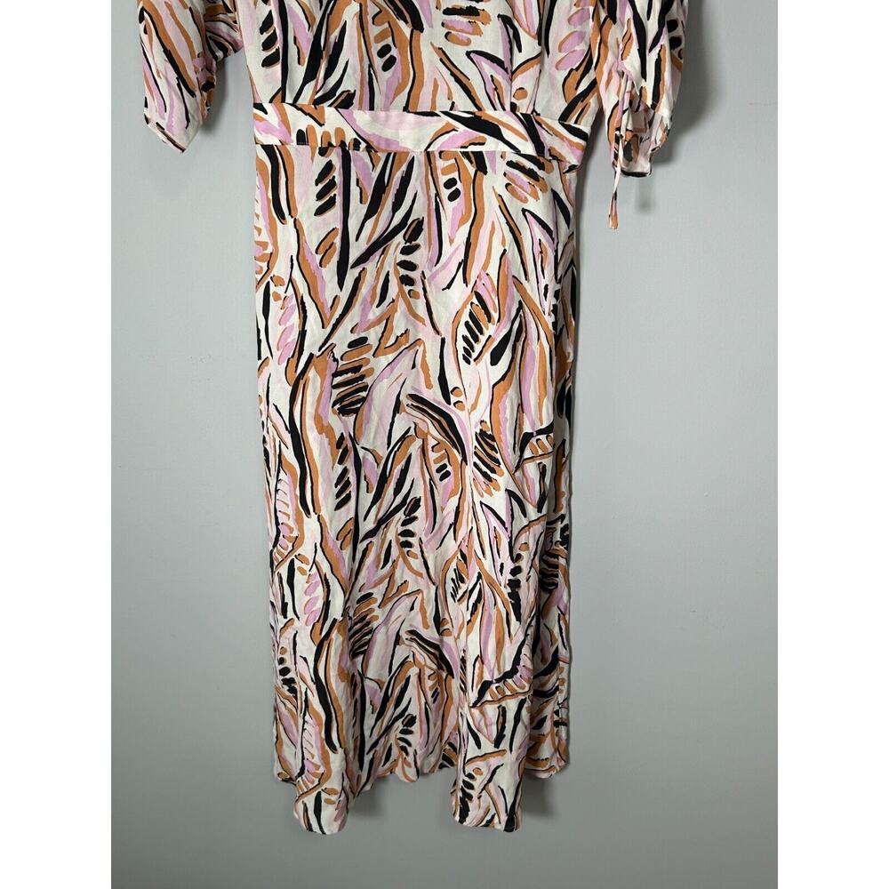 BA&SH Womens Baby Pink Tabb Printed Crepe Midi Wrap Robe Tabby Dress Size Medium - Picture 8 of 12